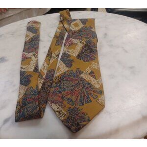 Mens 100% Silk Tie Alta Moda Montebello Made in Italy Gold w/Copper Color
